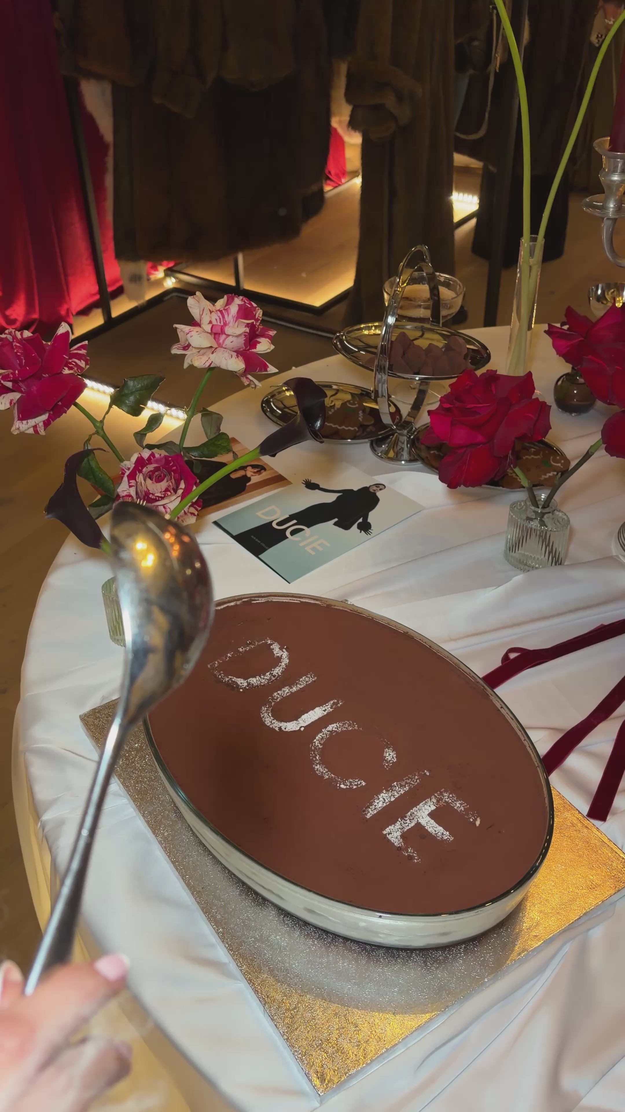 Load video: Wedding tiramisu tray served at a real event, personalised Italian dessert by Tiramisu Cake UK